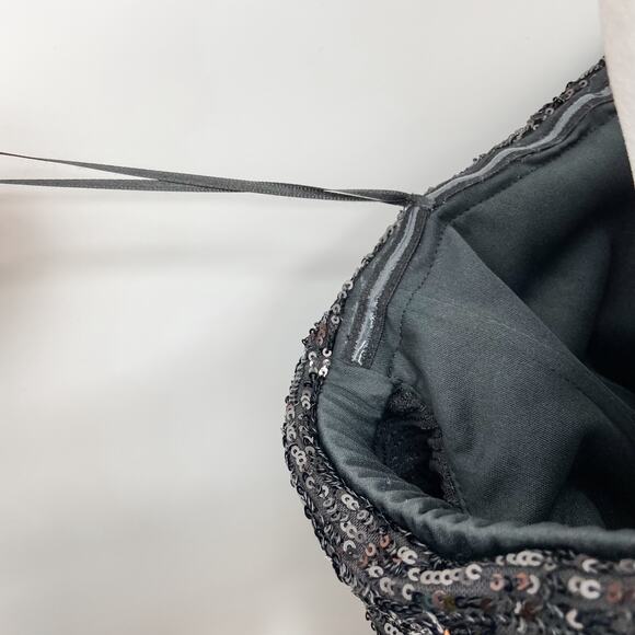 Rene Ruiz Dress Sz 12 Black Sequin Gown Formal Off The Shoulder Metallic Evening - Picture 7 of 13